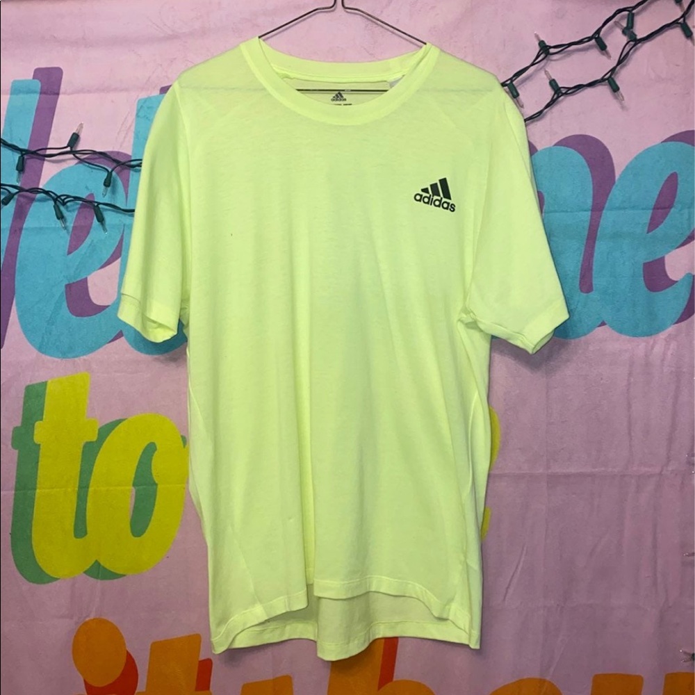 Men’s Neon Green Adidas Athletic T Shirt